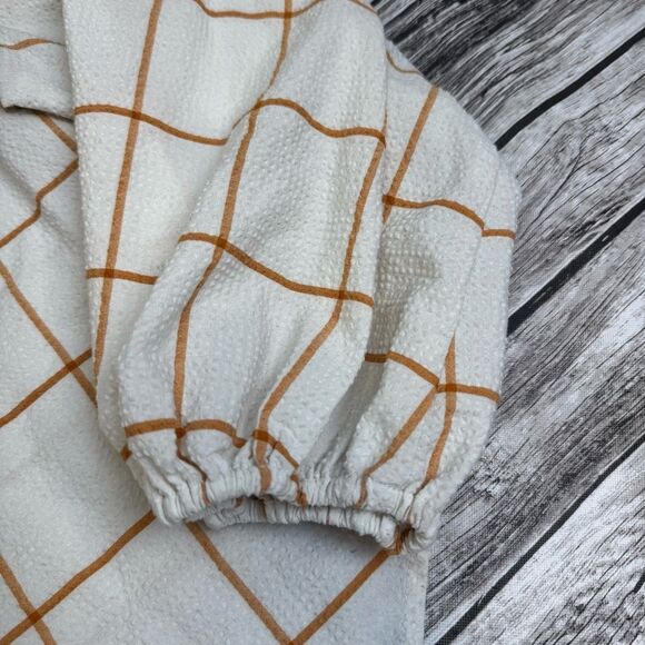 a new day Women's Balloon Sleeve Peasant Blouse Cream Golden Yellow M Med Medium - Picture 9 of 14